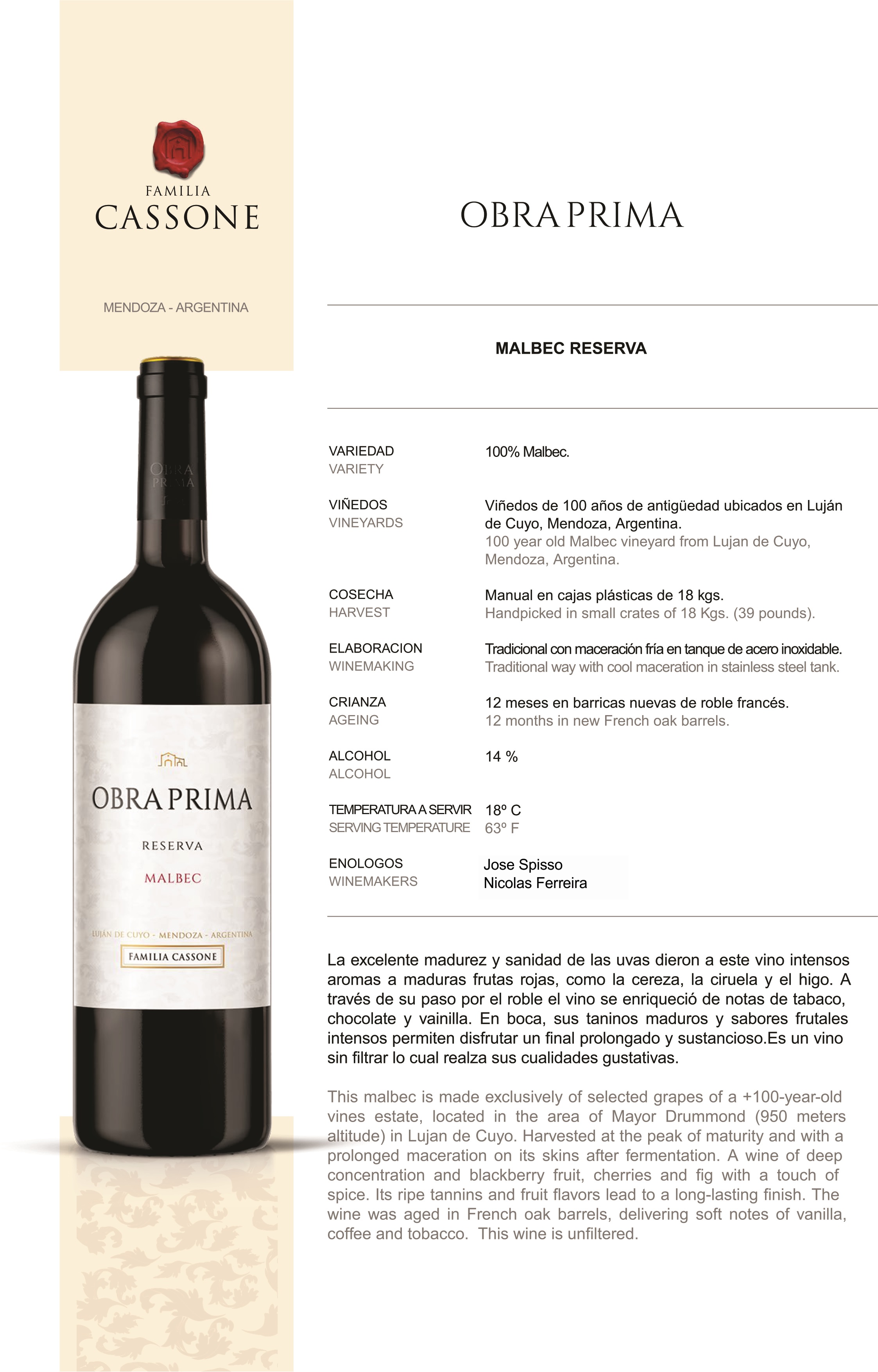 OBRA PRIMA MALBEC
